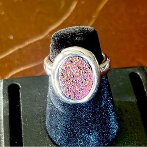 Lia Sophia Oval Ring Ablaze Purple Resin Druzy Sz 7
